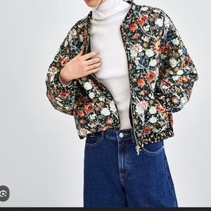 Zara Multicolor Floral Bomber Jacket